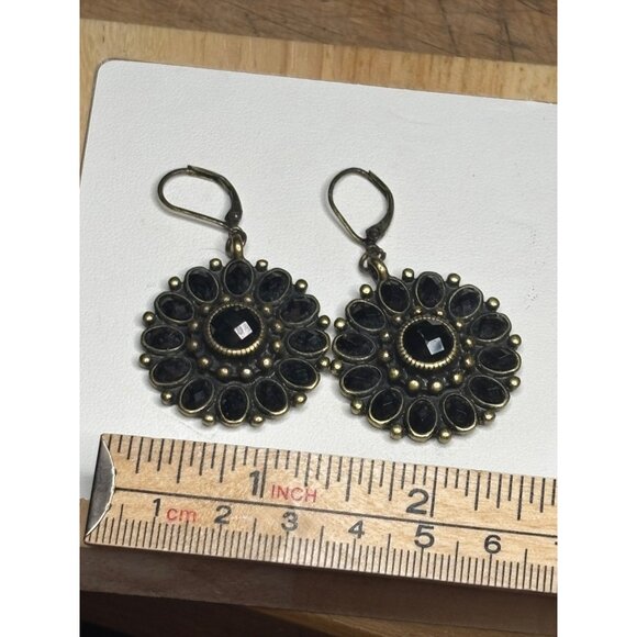 Premier Designs Vintage-Style Bronze & Black Beaded Dangle Earrings With Leverba - Picture 4 of 7